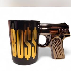 Just Funky - BOSS - Black & Gold Mug with Gun Handle 16oz